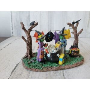 Lemax witch laundry day washing Halloween dirty clothes scary suds village tree